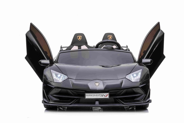 Electric Ride on Car Lamborghini Aventador 12V for two users, Black, Vertical opening doors, 2 x 12V