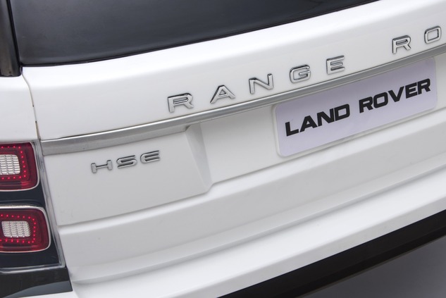 Electric Ride-On Range Rover, White, Double Leather Seat, LCD Display with USB Input, 4x4 Drive, 2x