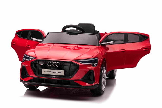 Electric Ride-on car Audi E-tron Sportback 12V, red, wide single seat with three-point seat belt, 2.