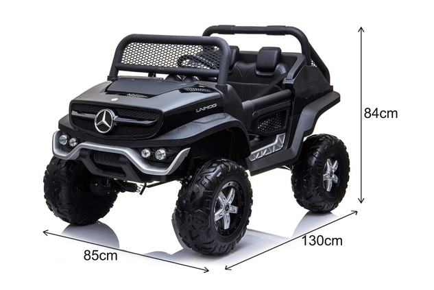 Electric Ride-On Toy Car Mercedes-Benz UNIMOG - Black, 2.4Ghz Remote controller, 4 X 4, two-seats, S