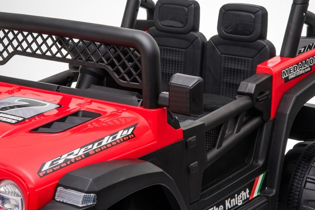 All Ride electric car with rear-wheel drive, red, 12V battery, High chassis, wide seat, Suspension o
