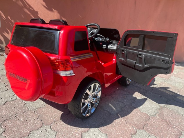 Electric Ride on Car Toyota Landcruiser 12V, RED, Leatherette seat, 12V/7AH Battery, Opening doors, 
