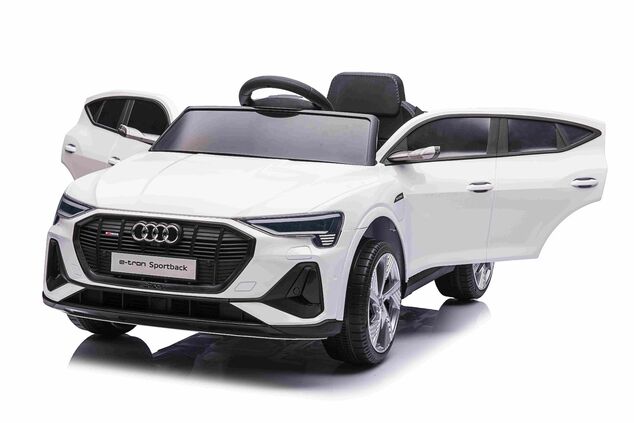 Electric ride-on car Audi E-tron Sportback 4x4 white, Leatherette seat, 2.4 GHz remote control, Eva