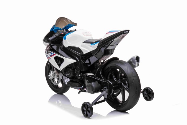 Electric Motorbike BMW HP4 RACE 12V, Licensed, white, 12V battery, EVA soft wheels, 2 x 35W Engines,