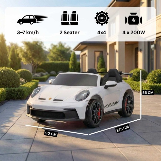 Kids Electric Ride-On Porsche 911 GT3 24V 4x4 | Licensed | Beneo Motors | 2 Seater | Lithium Battery