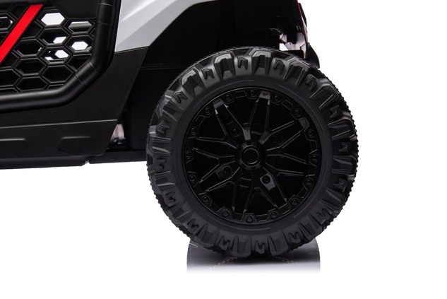 Electric ride-on car UTV Small 12V, white, Rear wheel drive, 12V battery, Plastic wheels, Wide doubl