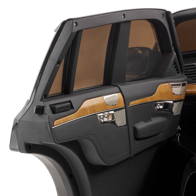 Electric Ride-On Volvo XC90, Black, Double Leather Seat, MP3 player with USB Input, Opening doors an