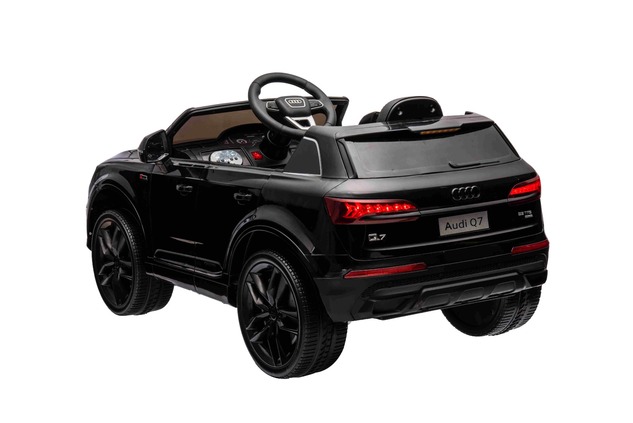 Auto elettrica per bambini Audi Q7 nero, monoposto, sospensione indipendente, batteria 12V, telecoma