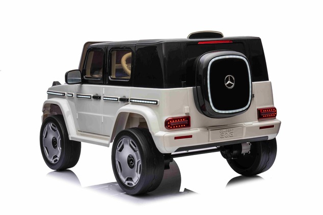 Electric Ride-on car Mercedes-Benz EQG 12V, white, LED underlighted body parts, Functional front and