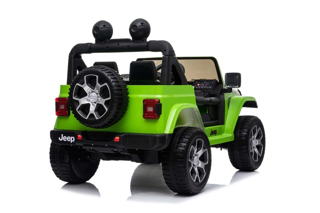 Electric Ride-On JEEP Wrangler, Green, Double Leather Seat, Radio with Bluetooth and USB Input, 4x4 