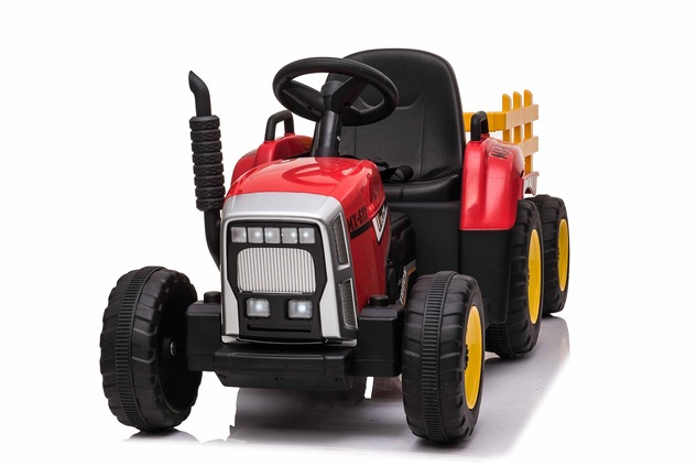 Electric Tractor WORKERS with trailer, red, Rear wheel drive, Lithium Battery, Plastic wheels, wide 