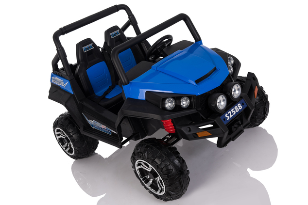 Electric Ride-On Toy Car RSX Blue - 2.4Ghz, 2x12V, 4 X MOTOR, remote control, two-seats in leather, 