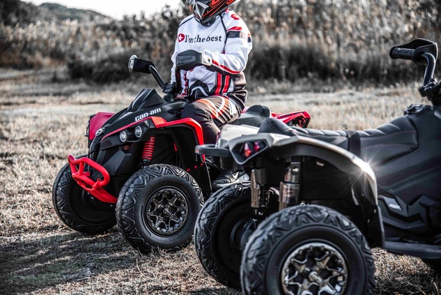 Can-am Renegade electric Ride-on quad, khaki, single seater, front and rear suspension, LED lights, 