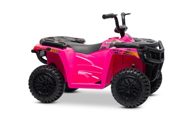 Licensed electric Ride-on quad Arctic Cat 12V with rear wheel drive, pink, LED lights, Lithium batte