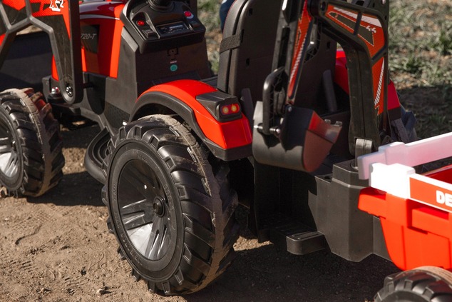 Electric tractor TOP-WORKER 12V with buckets and trailer, Single seat, red, soft PU seat, MP3 Player