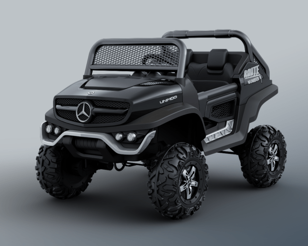 Electric Ride-On Toy Car Mercedes-Benz UNIMOG - Black, 2.4Ghz Remote controller, 4 X 4, two-seats, S