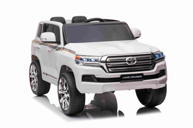 Electric Ride on Car Toyota Landcruiser 12V, WHITE, Leatherette seat, 12V/7AH Battery, Opening doors