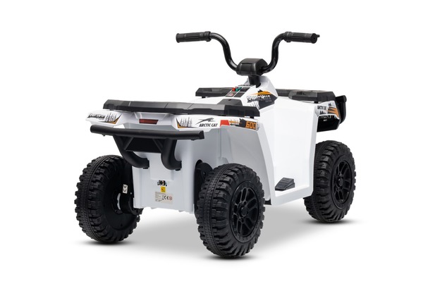 Licensed electric Ride-on quad Arctic Cat 12V with rear wheel drive, white, LED lights, Lithium batt
