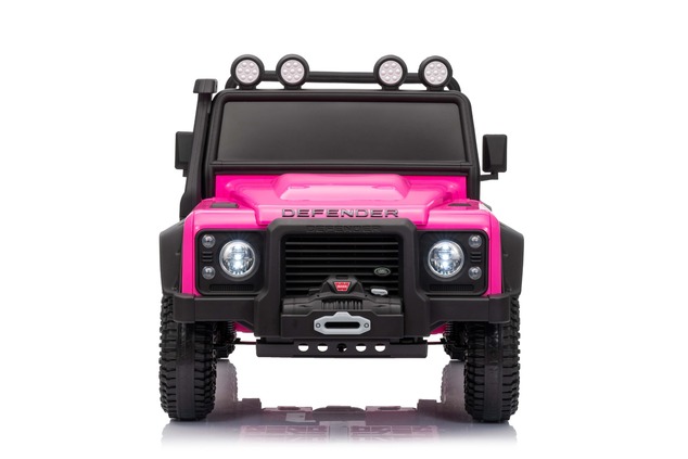 Electric Ride-on car Land Rover Defender 110 SVX 12V, pink, 4X4 drive, LED lights, front and rear wh