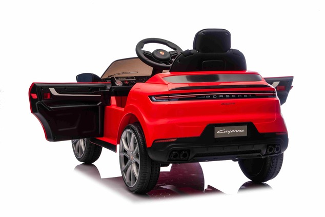 Auto elettrica per bambini Porsche Cayenne 12V con trazione posteriore - con licenza (1 posto), ross