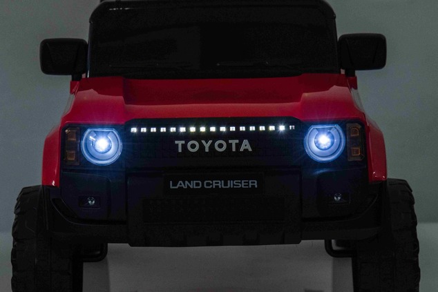 Electric ride-on car Toyota Landcruiser 12V, red, wide single seat, 2.4 GHz remote control, USB / AU