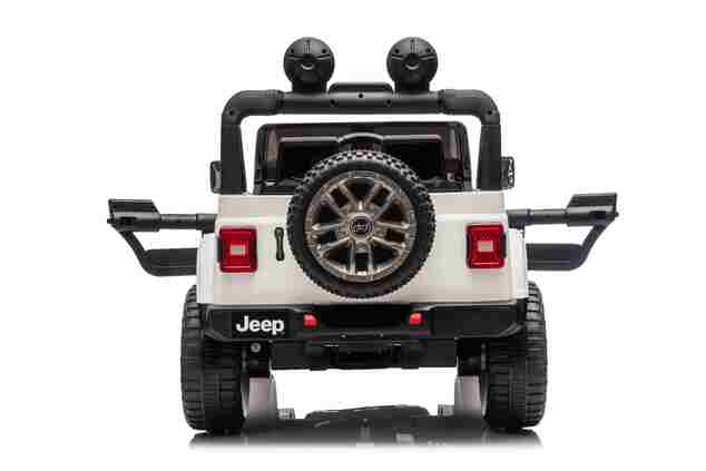 JEEP Wrangler elektrické autíčko pro děti, Bílá, Dvoumístné kožené sedadlo, Rádio s Bluetooth a USB vstupem, 4x4 | Beneo Motors