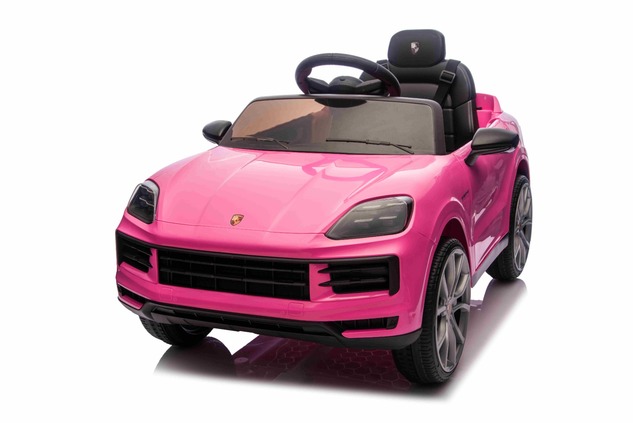Auto elettrica per bambini Porsche Cayenne 12V con trazione posteriore - con licenza (1 posto), rosa