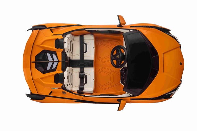 Electric Ride-on car Lamborghini Sian 4X4, orange, 12V, 2.4 GHz remote control, USB / AUX Input, Blu