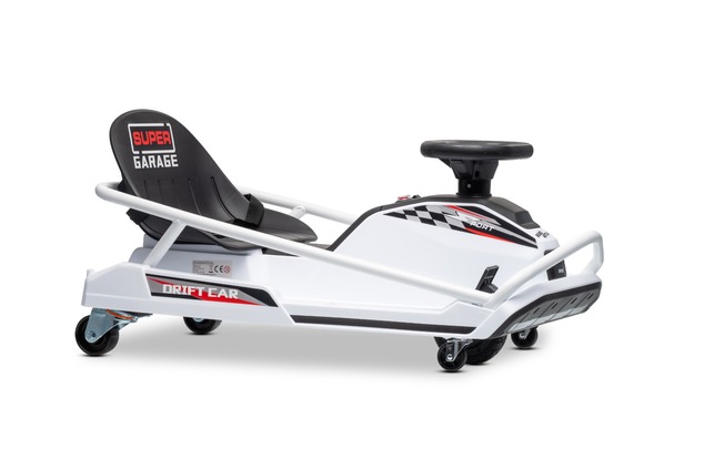 Beneo Motors Drift Electric Go-Kart 24V, White, 300W Brushless Motor, Lithium Battery, Drift Mode wi