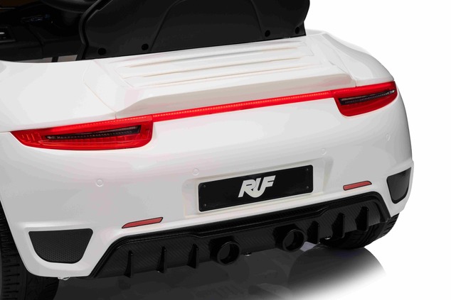 Electric Ride-on car RUF GT 12V, white, Opening doors, 2.4 GHz remote control, LED lights front and 