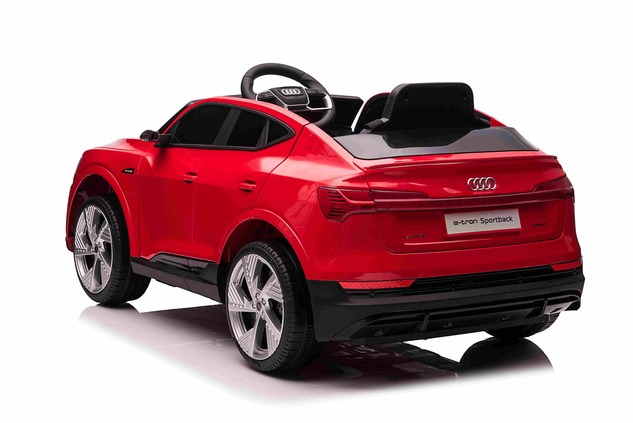 Electric Ride-on car Audi E-tron Sportback 12V, red, wide single seat with three-point seat belt, 2.