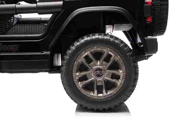 Jeep per bambini 4x4, Nero, sedile in ecopelle a due posti, radio con Bluetooth e ingresso USB