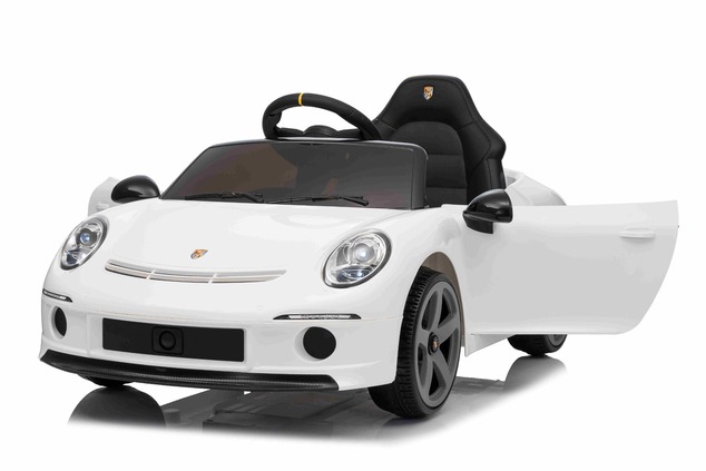Electric Ride-on car RUF GT 12V, white, Opening doors, 2.4 GHz remote control, LED lights front and 