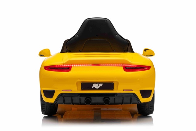 Electric Ride-on car RUF GT 12V, yellow, Opening doors, 2.4 GHz remote control, LED lights front and