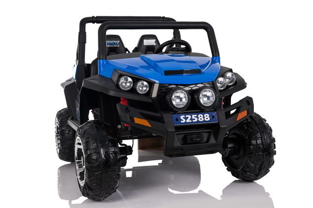 Electric Ride-On Toy Car RSX Blue - 2.4Ghz, 2x12V, 4 X MOTOR, remote control, two-seats in leather, 