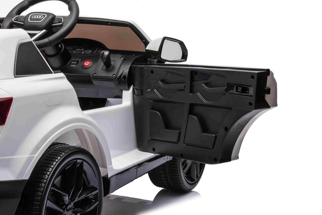 Auto elettrica per bambini Audi Q7 bianco, monoposto, sospensione indipendente, batteria 12V, teleco