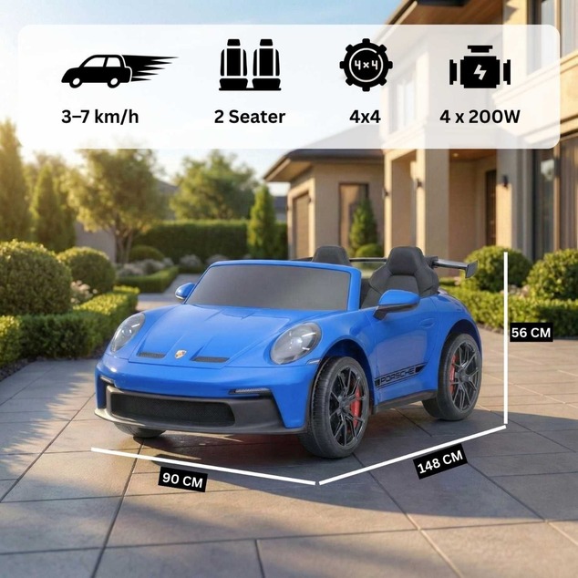 Kids Electric Ride-On Porsche 911 GT3 24V 4x4 | Licensed | Beneo Motors | 2 Seater | Lithium Battery