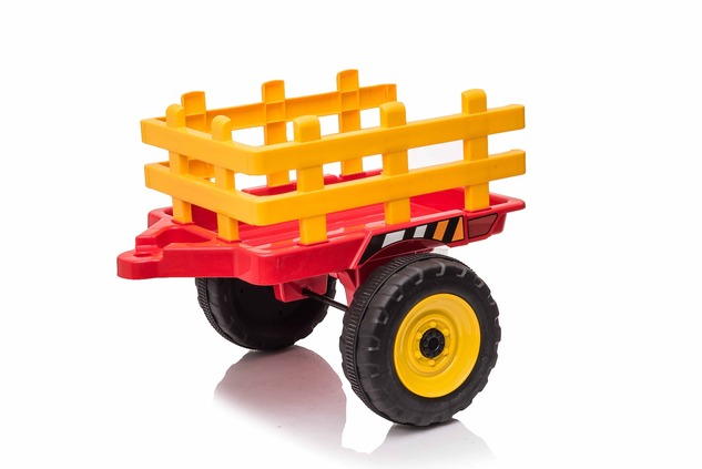 Electric Tractor WORKERS with trailer, red, Rear wheel drive, Lithium Battery, Plastic wheels, wide 