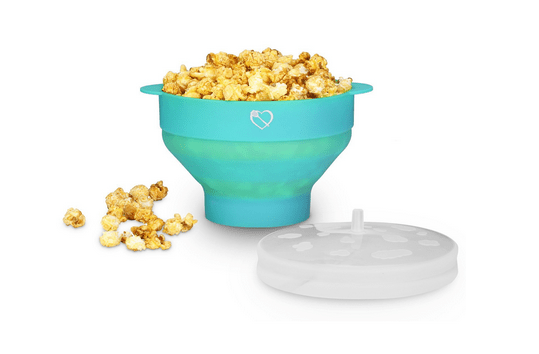 Richard Bergendi PoPuP Microwave Popcorn Popper with Convenient Handles, Silicone Popcorn Maker, Col