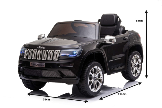Electric Ride on Car JEEP GRAND CHEROKEE 12V, BLACK, Leather seat, 12V/7AH Battery, Opening doors, 2