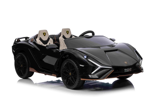 Electric Ride-on car Lamborghini Sian 4X4, black, 12V, 2.4 GHz remote control, USB / AUX Input, Blue