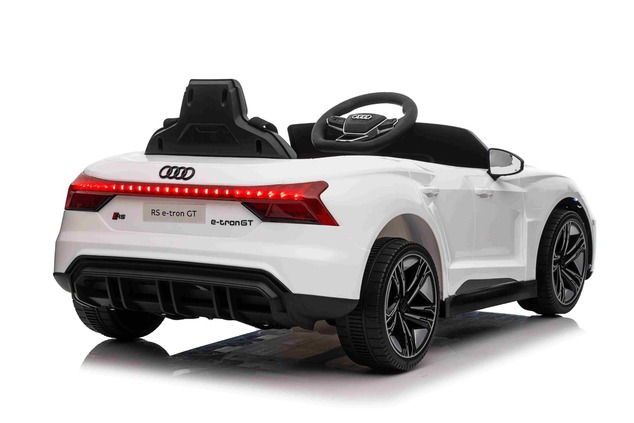 Electric Ride-on car Audi RS E-tron GT 12V, white, wide single seat, 2.4 GHz remote control, USB / A