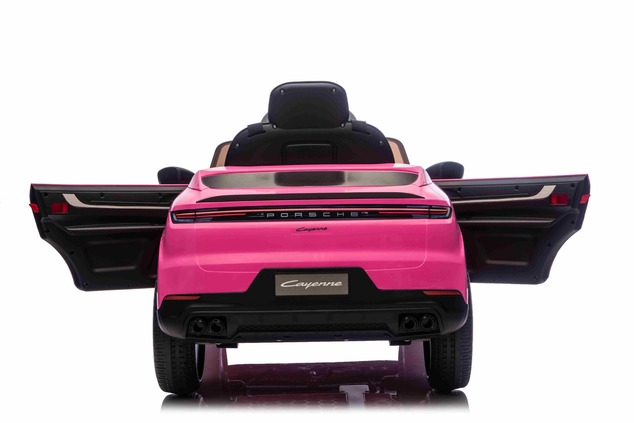 Auto elettrica per bambini Porsche Cayenne 12V con trazione posteriore - con licenza (1 posto), rosa