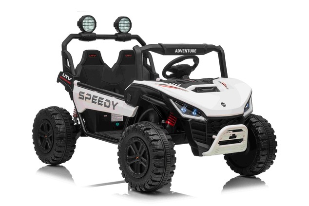 Electric Ride-on car T-REX Ride 4x4 Two-seater 24V, white, MP3 Player with USB/AUX input, 4x4 drive,