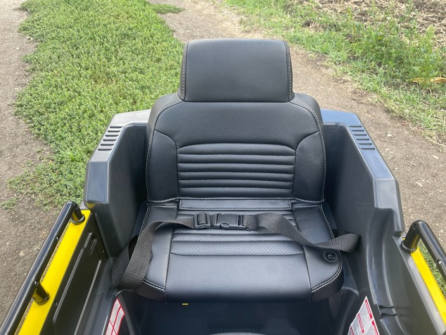 Electric ride-on car Volvo Excavator 12V with front digger ladle, Single seat, green, soft leatheret