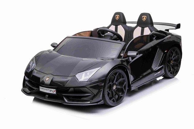 Electric Ride on Car Lamborghini Aventador 24V for two users, Black Paint, MP4 Player, PU Seats, Ver