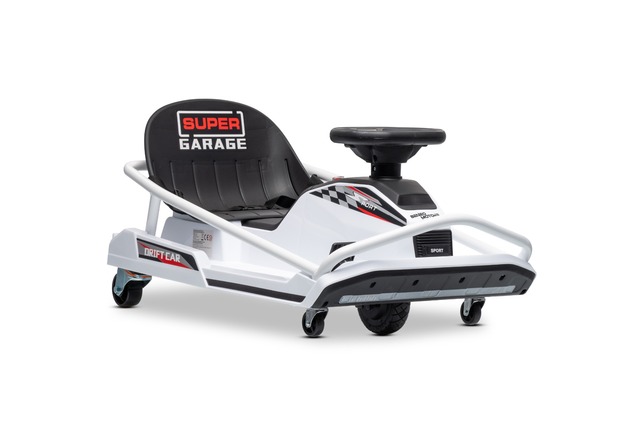 Beneo Motors Drift Electric Go-Kart 24V, White, 300W Brushless Motor, Lithium Battery, Drift Mode wi