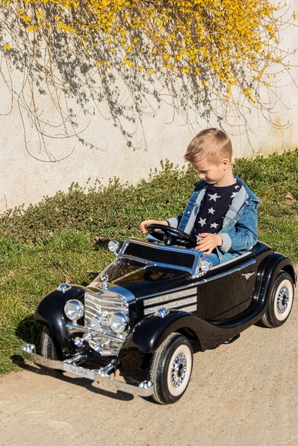 Electric Ride-On Toy Car Mercedes-Benz 540K, Black, Local parental control by Steering wheel, 2.4Ghz