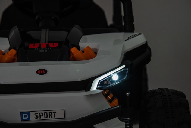Electric ride-on car UTV Small 12V, white, Rear wheel drive, 12V battery, Plastic wheels, Wide doubl