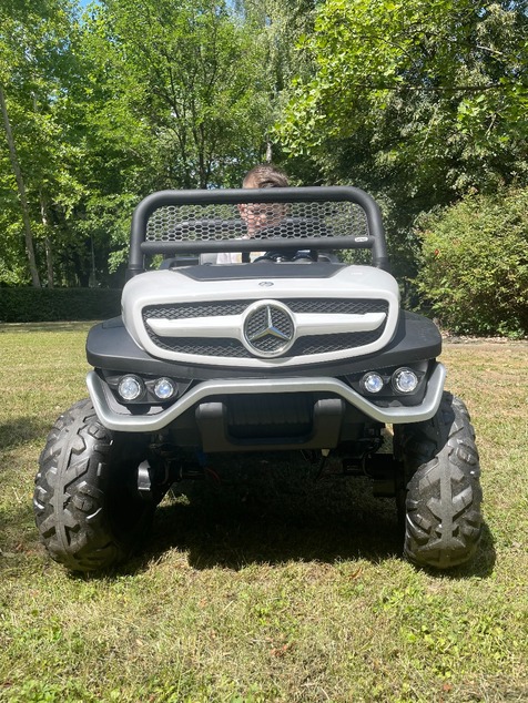 Electric Ride-On Toy Car Mercedes-Benz UNIMOG - Red, 2.4Ghz Remote controller, 4 X 4, two-seats, Sus
